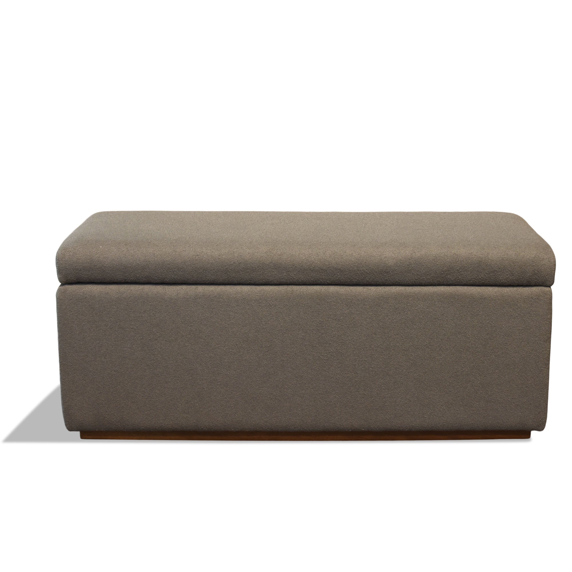 Burton Storage Ottoman, Upholstered with Walnut Base