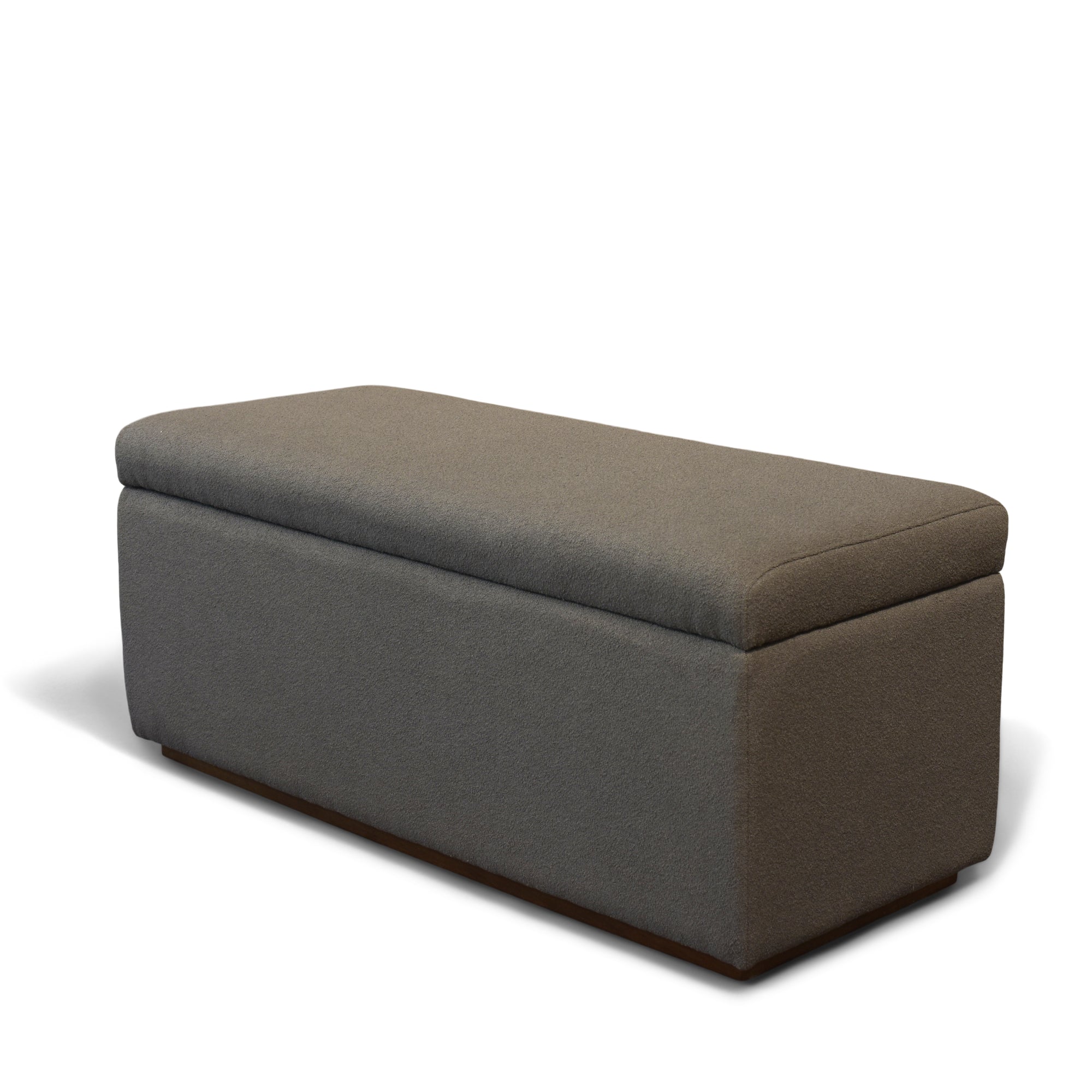 Burton Storage Ottoman, Upholstered with Walnut Base