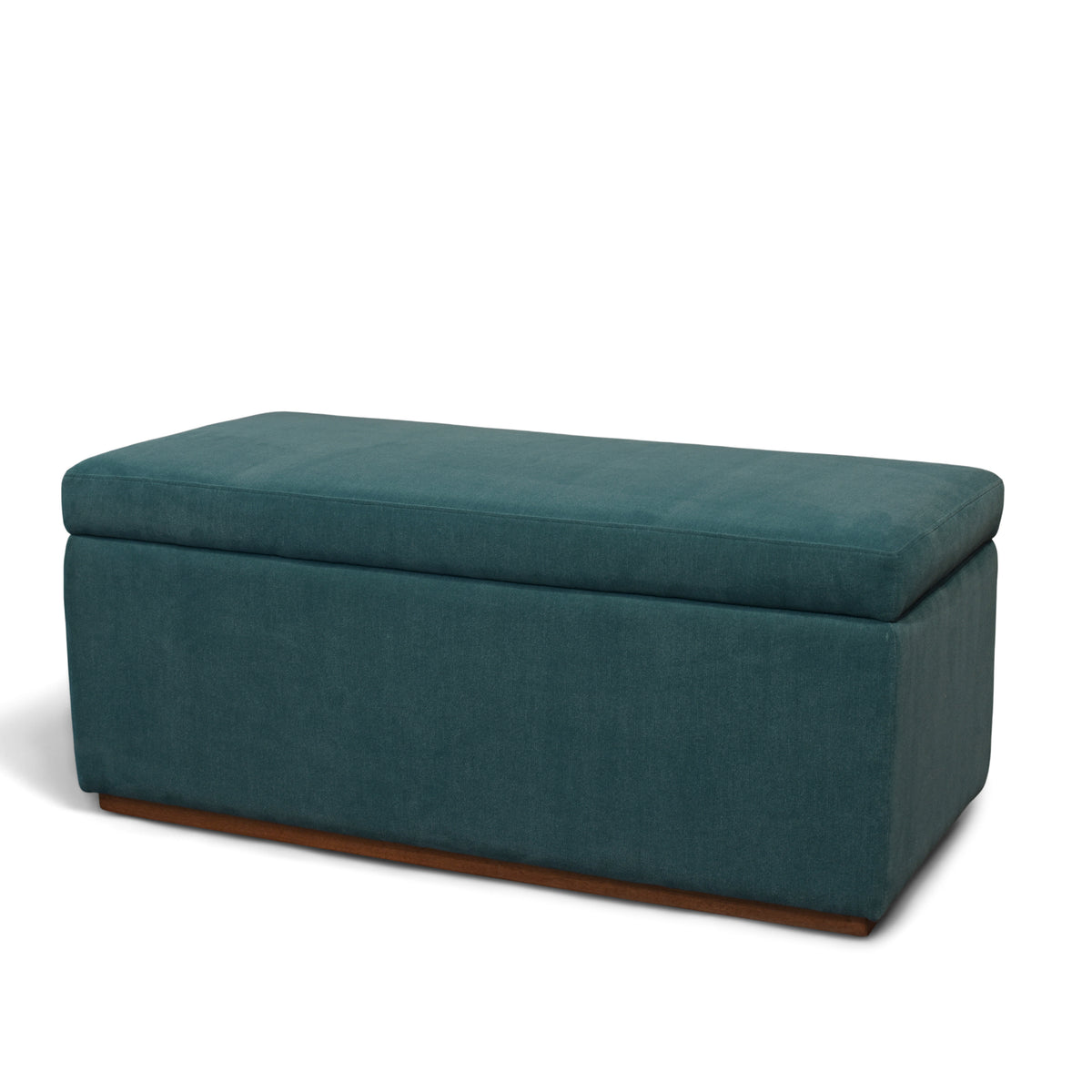 Burton Storage Ottoman, Upholstered with Walnut Base