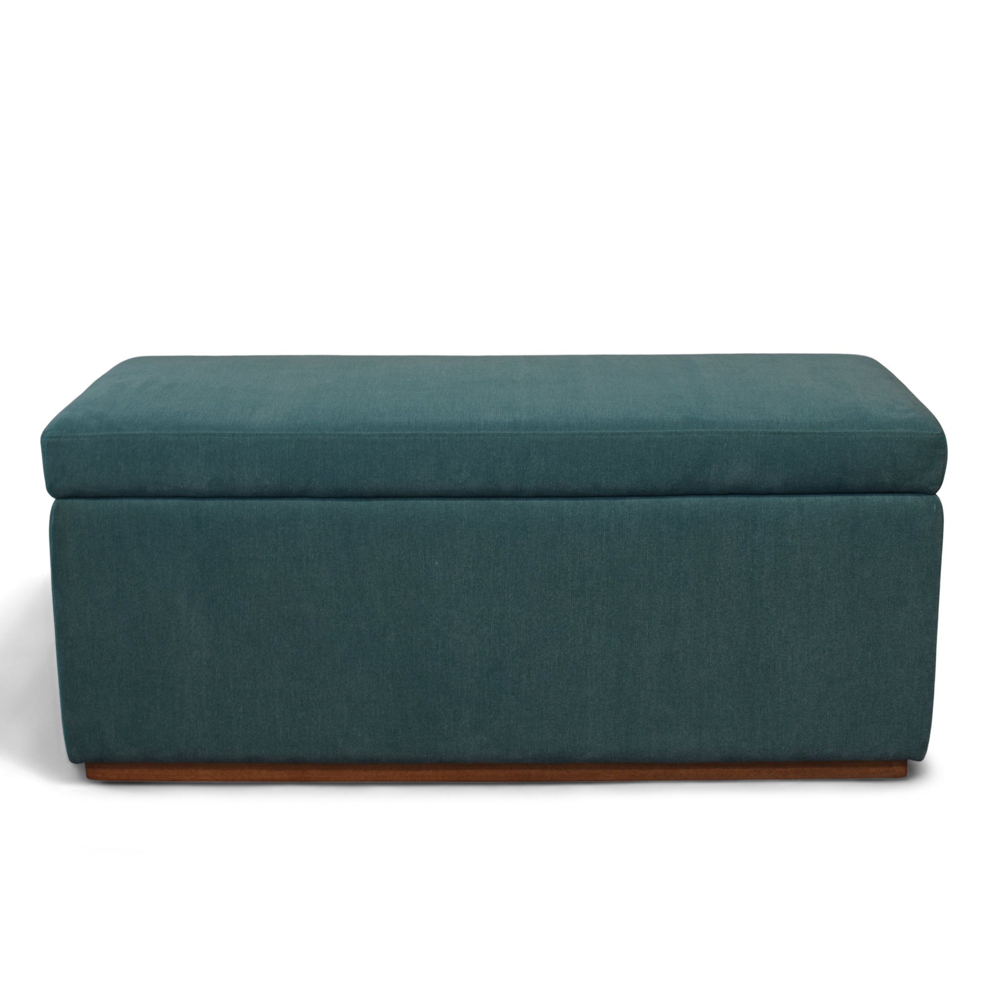 Burton Storage Ottoman, Upholstered with Walnut Base