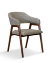 Hudson Dining Chair, Upholstered Arm Chair with Walnut Base