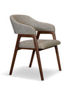 Hudson Dining Chair, Upholstered Arm Chair with Walnut Base