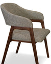 Hudson Dining Chair, Upholstered Arm Chair with Walnut Base