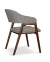 Hudson Dining Chair, Upholstered Arm Chair with Walnut Base