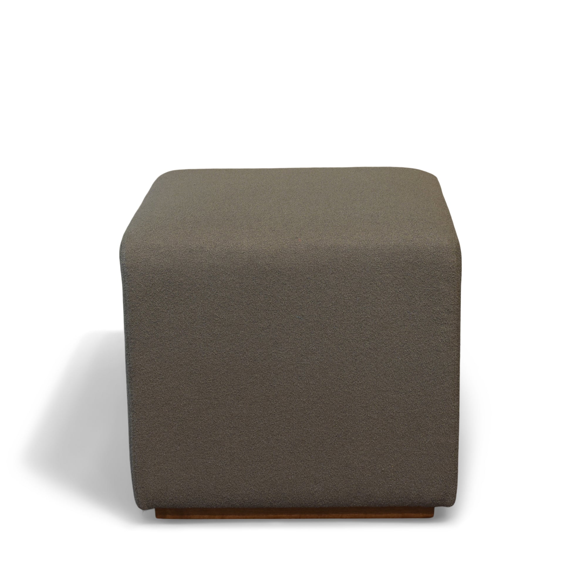 Cubed Upholstered Ottoman with Walnut Base