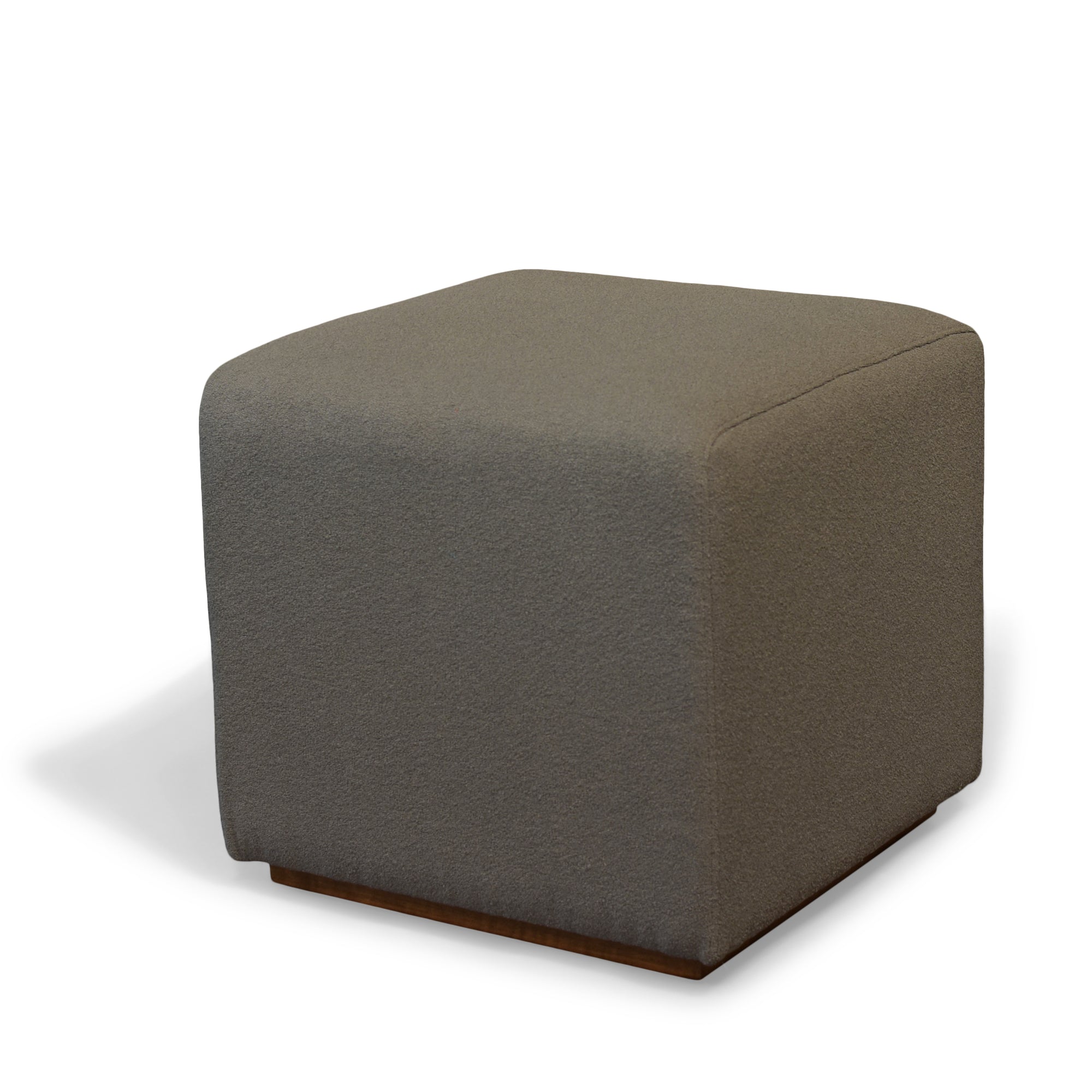 Cubed Upholstered Ottoman with Walnut Base