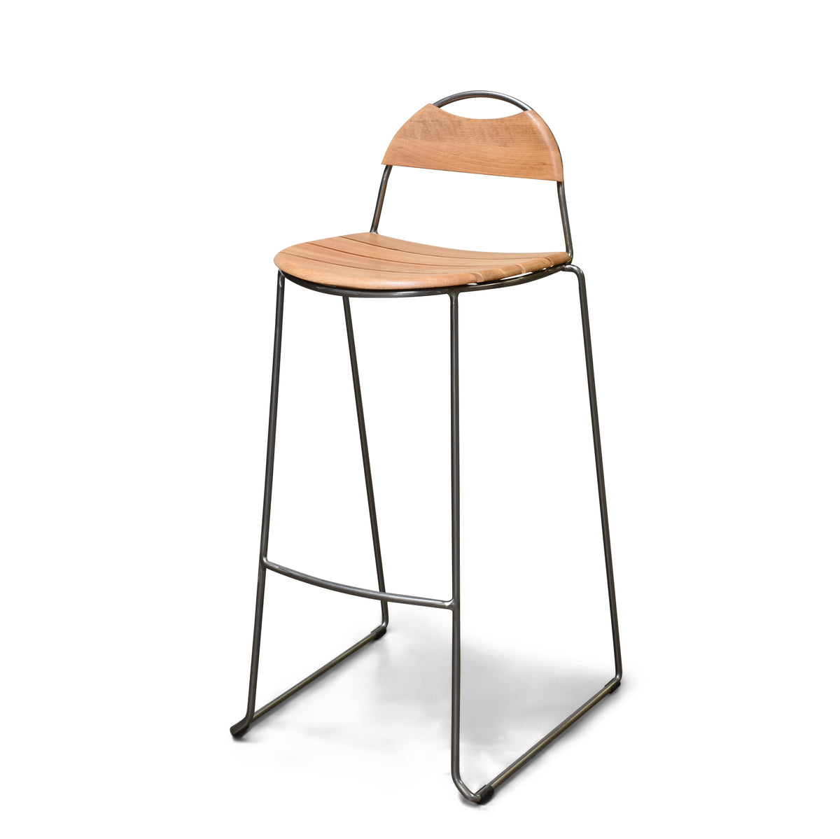 Davis Contemporary Bar Stool, Set of 2, Oak and Steel