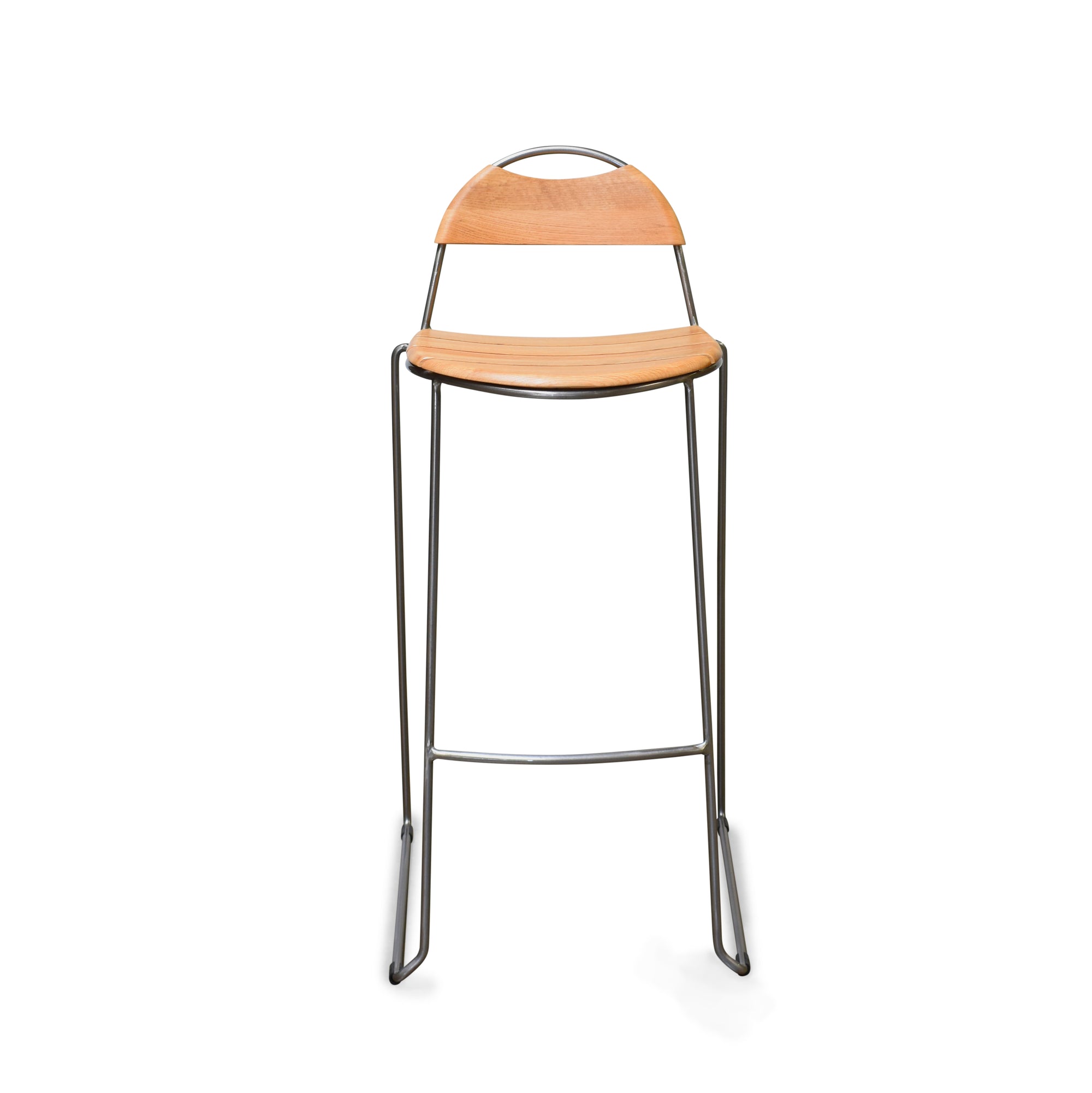 Davis Contemporary Bar Stool, Set of 2, Oak and Steel