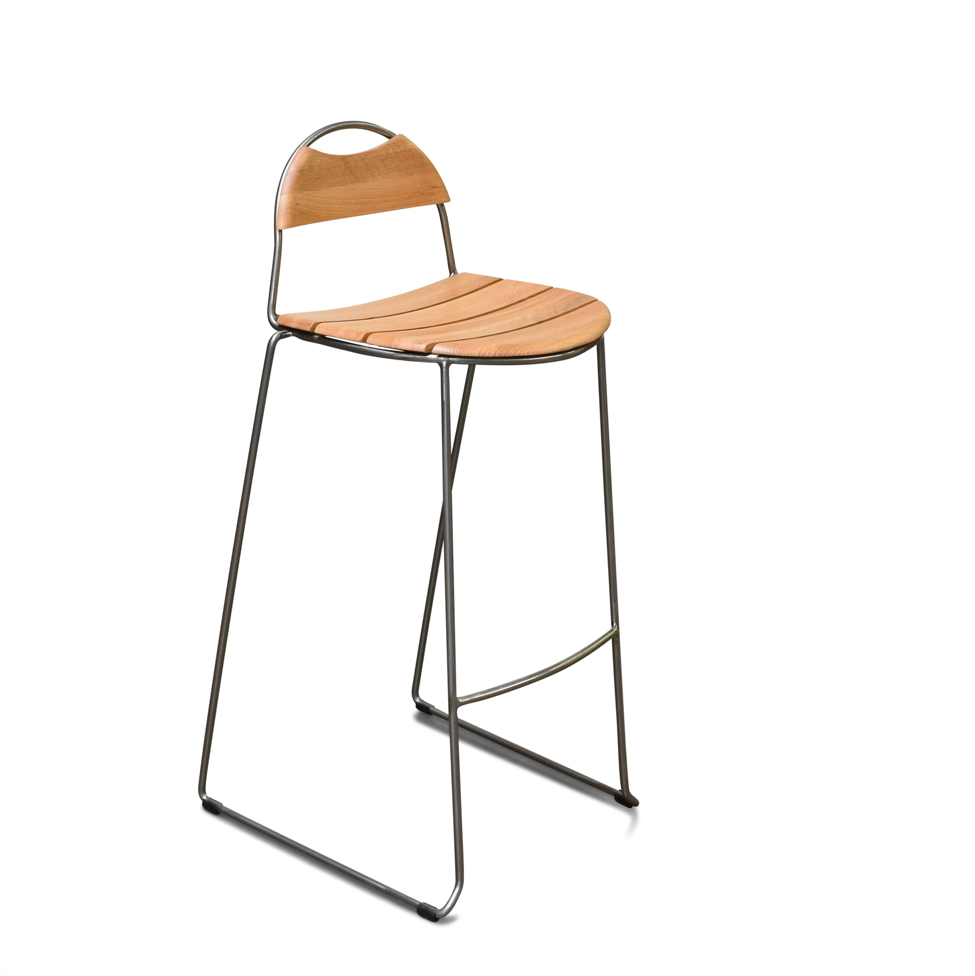 Davis Contemporary Bar Stool, Set of 2, Oak and Steel