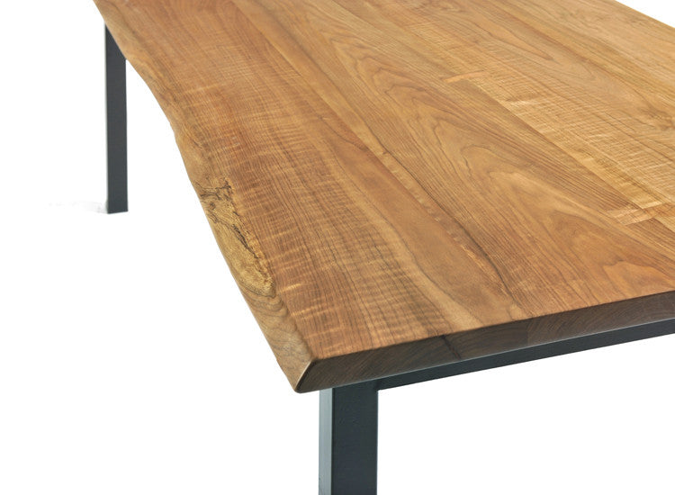 George Dining Table, Live Edge Walnut Top, Black Steel Legs