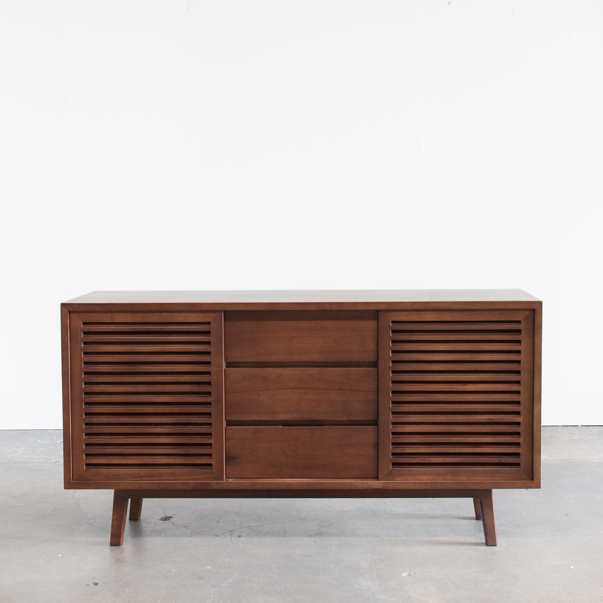 Lewis Mid century modern buffet, solid Walnut, Hand crafted by Gingko