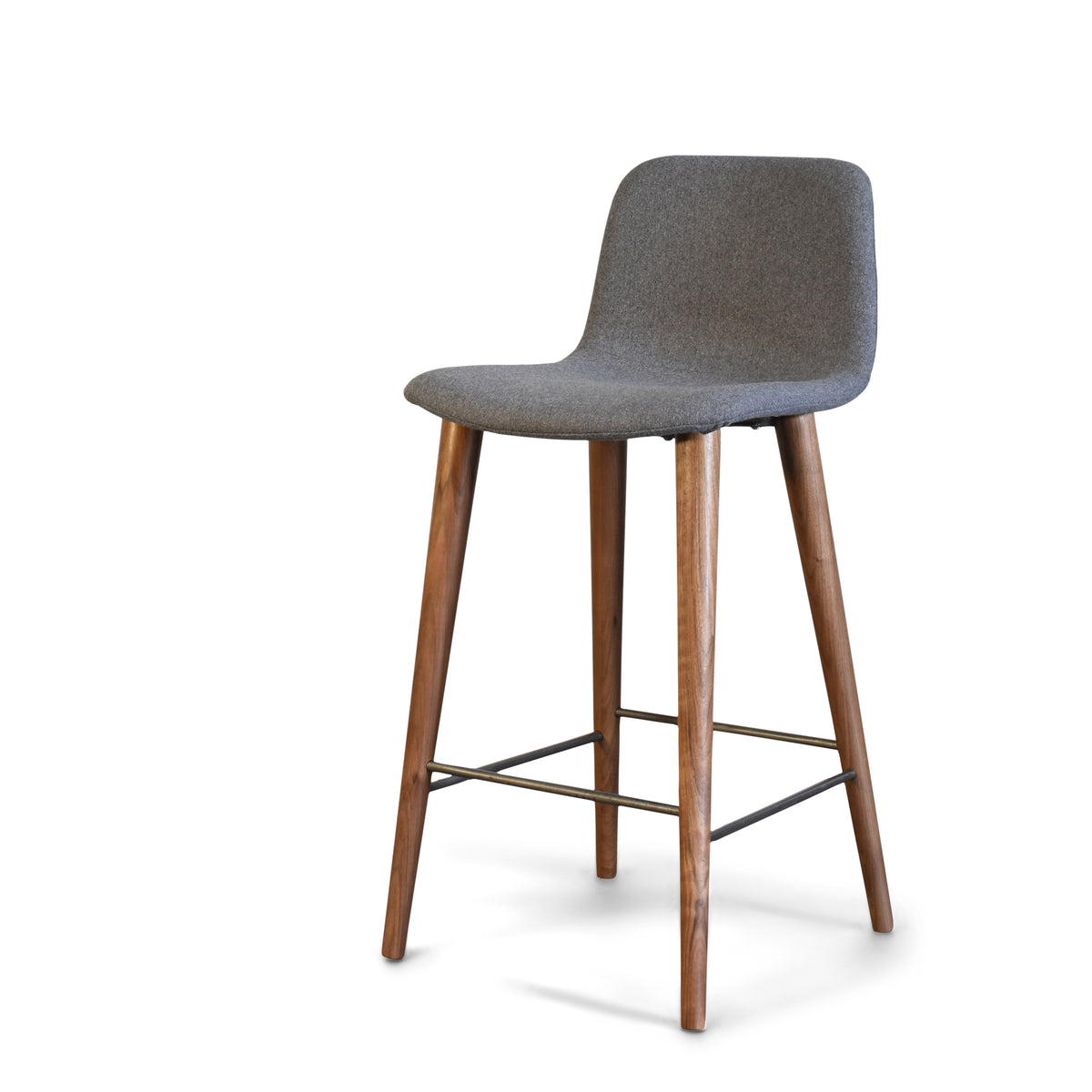 Mackay Modern Counter Stool with Walnut Legs, Grey