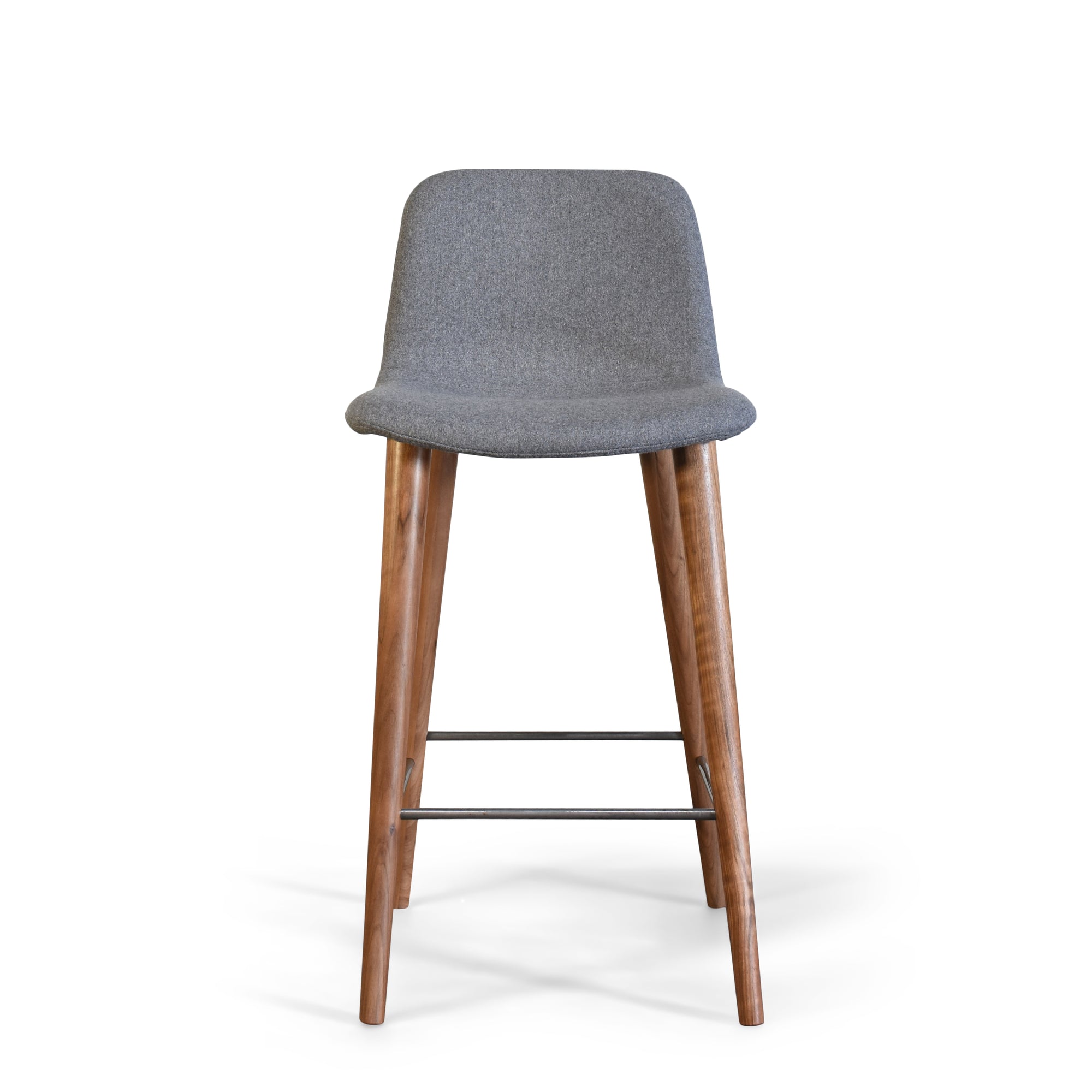 Mackay Modern Counter Stool with Walnut Legs, Grey