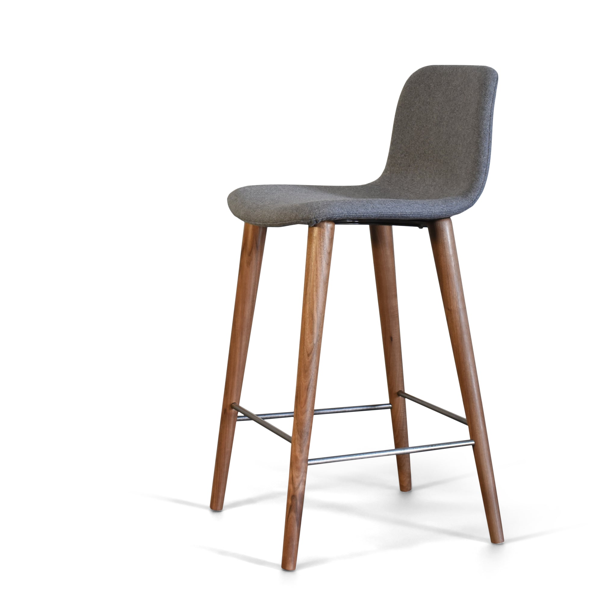 Mackay Modern Counter Stool with Walnut Legs, Grey