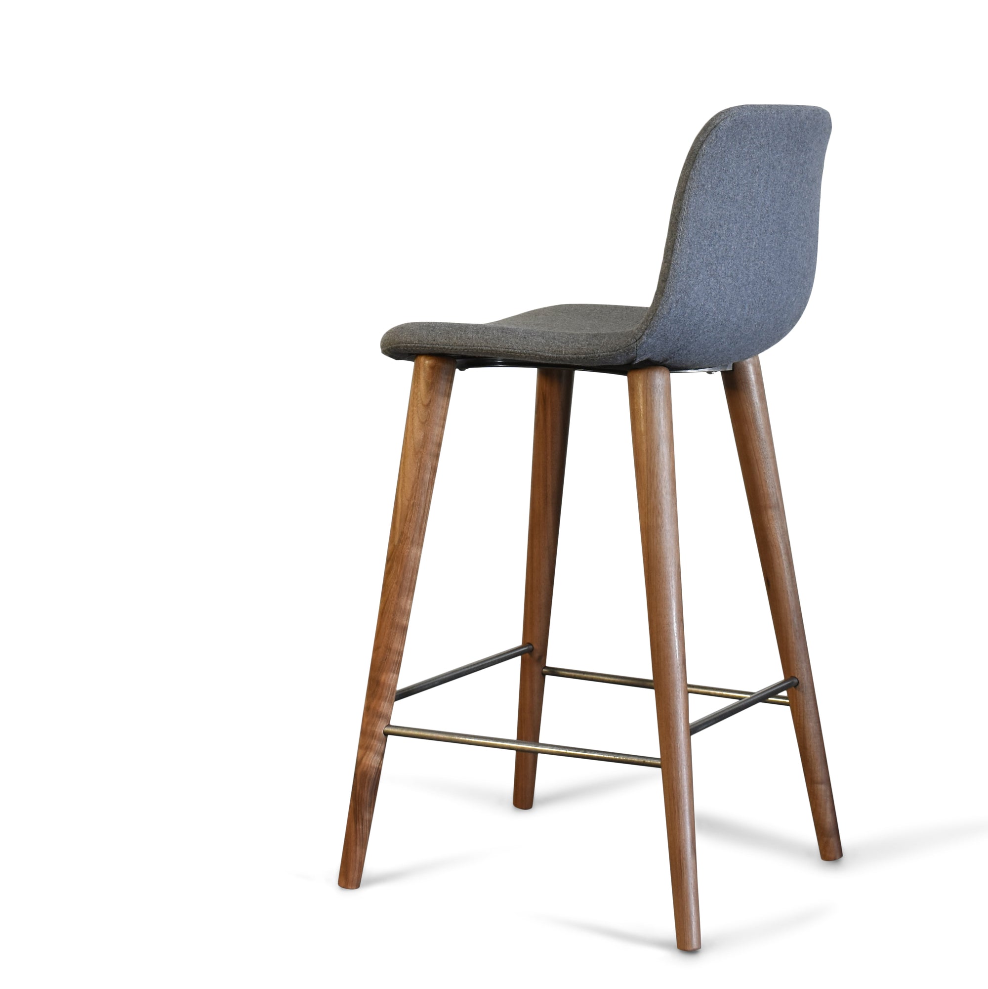 Mackay Modern Counter Stool with Walnut Legs, Grey