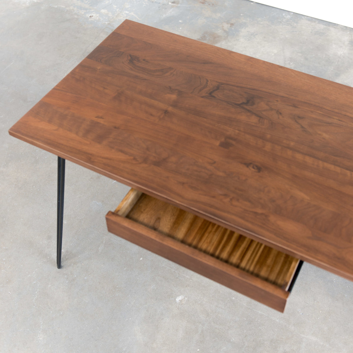 Metro Desk, Medium Walnut with Hairpin Legs