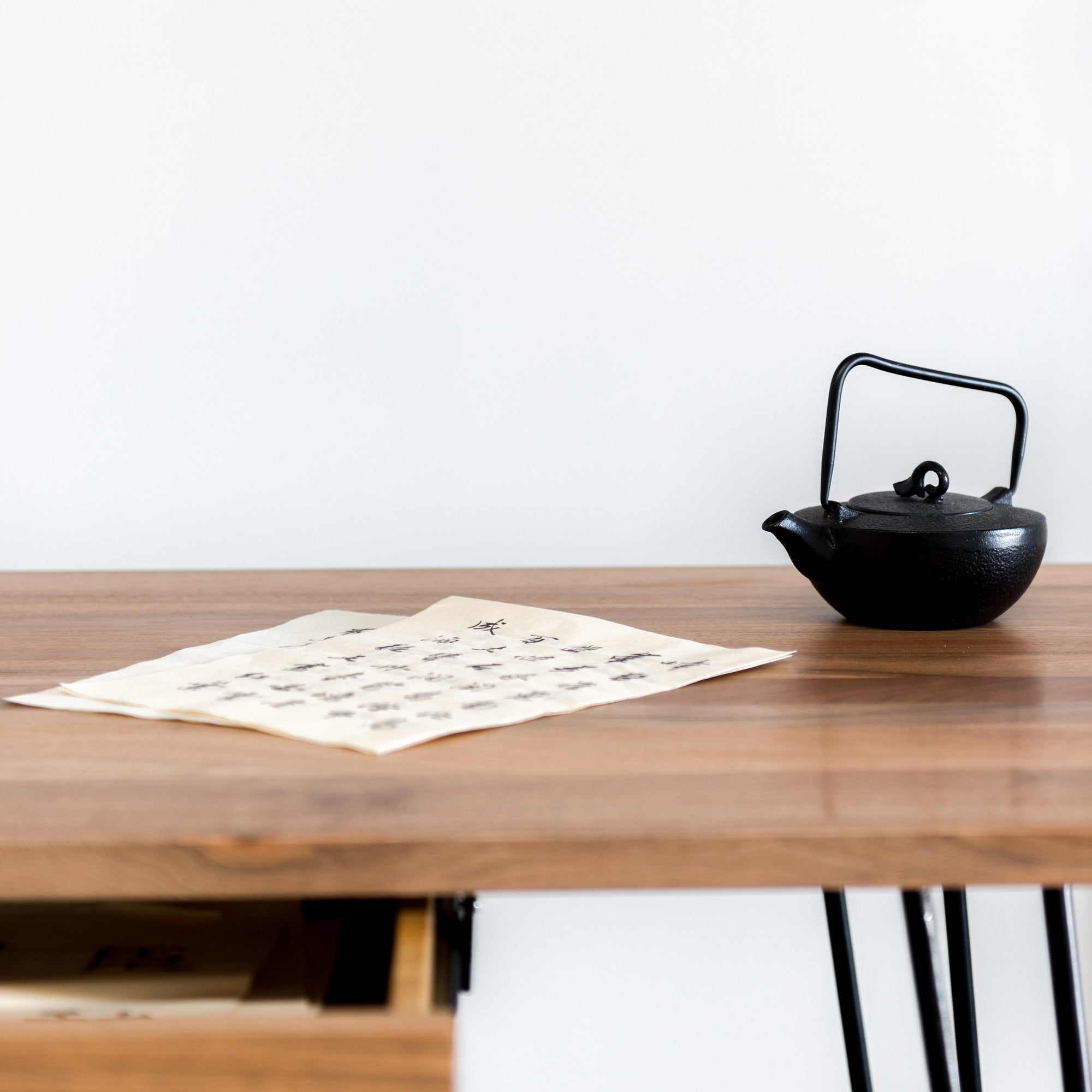 Metro Desk, Natural Walnut with Hairpin Legs